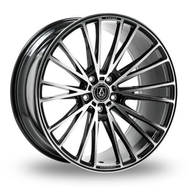 19 Inch Axe CF2 Black Polished Wider Rear 8.5×19 (Front) & 9.5×19 (Rear) Alloy Wheels Includes Fitting Kit And Delivery