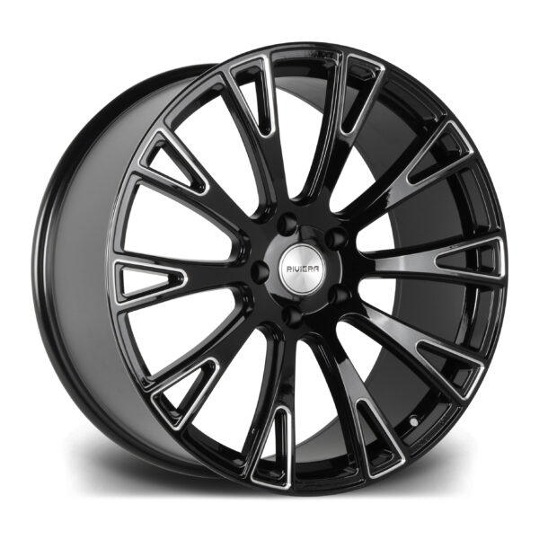 22″ RIVIERA RV150 GLOSS BLACK MILLED EDGE – FITMENT 5X130