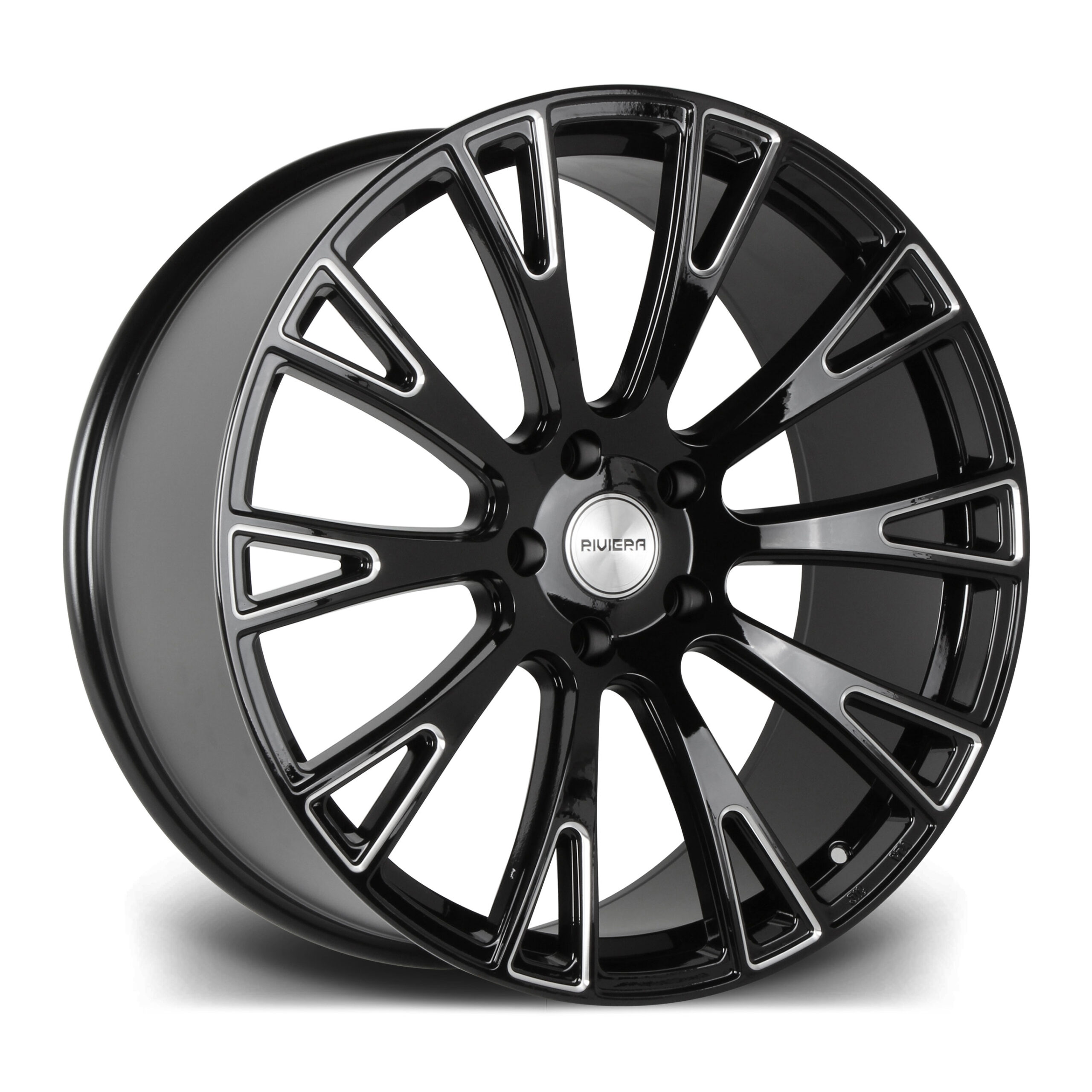 22″ RIVIERA RV150 GLOSS BLACK MILLED – FITMENT 5X120