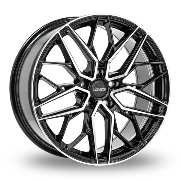 18″ Lenso Ventus Black Polished Alloy Wheels