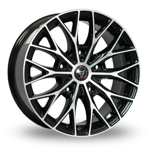 22 Inch Wolfrace Wolfsburg Black Polished Alloy Wheels Includes Fitting Kit And Delivery