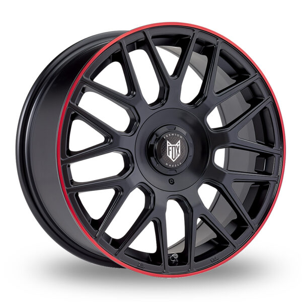 19″ Fox Racing VR3 Black Red Lip Alloy Wheels